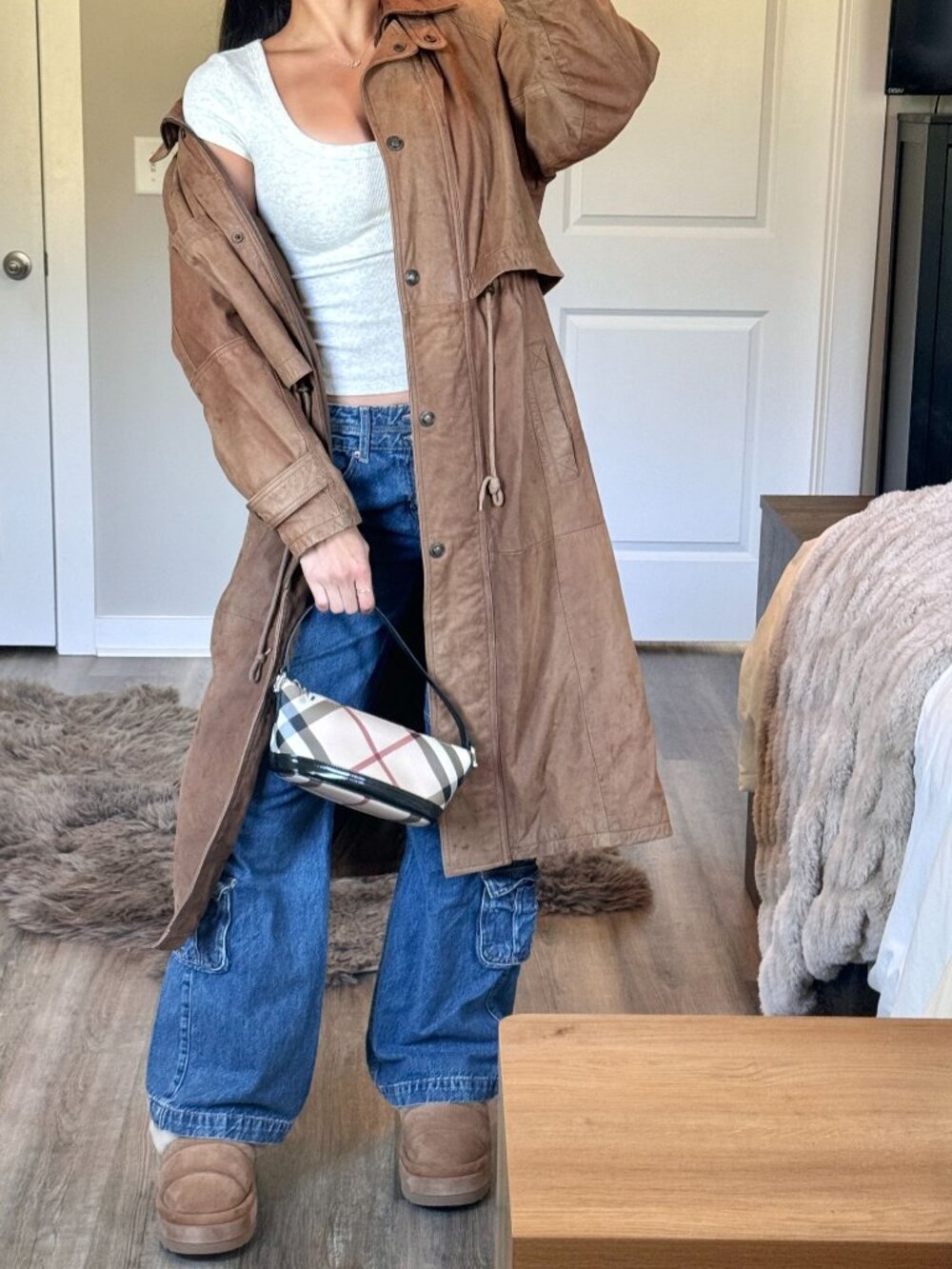 Vtg Adventure Bound by Wilsons Long Leather Coat Mens S Distressed Brown Trench